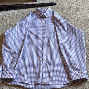 Men's Blue and White Checkered Shirt